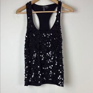 Holt Renfrew Black Sequin Sleeveless Racer Back Tank Top Size Large